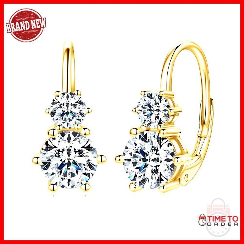 Sterling Silver Moissanite Hoop Earrings, Leverback, 1.3 Carat, Hypoallergenic